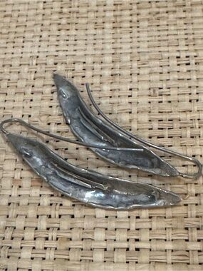 Handmade Organic Wave Drop Earrings in Silver